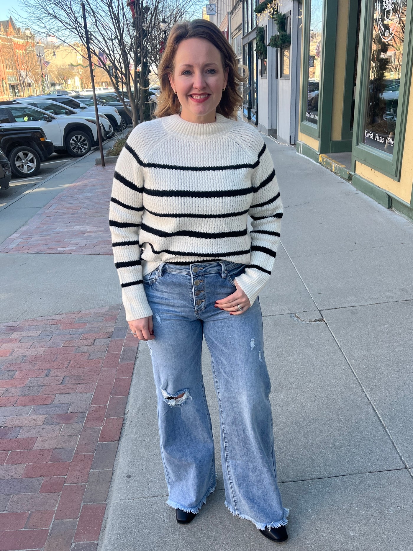 Ivory & Black Stripe Sweater