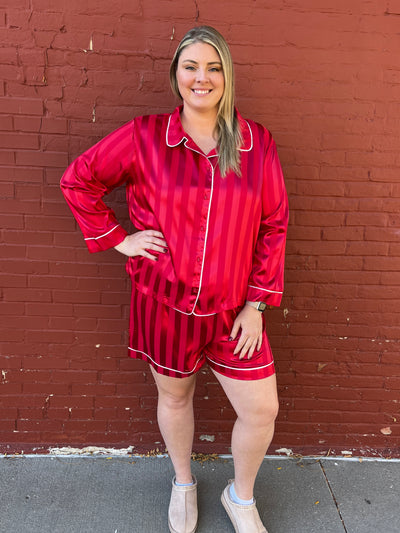 Red Satin Pajama Set