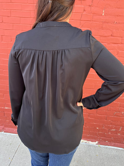 Black Pin Tuck Blouse