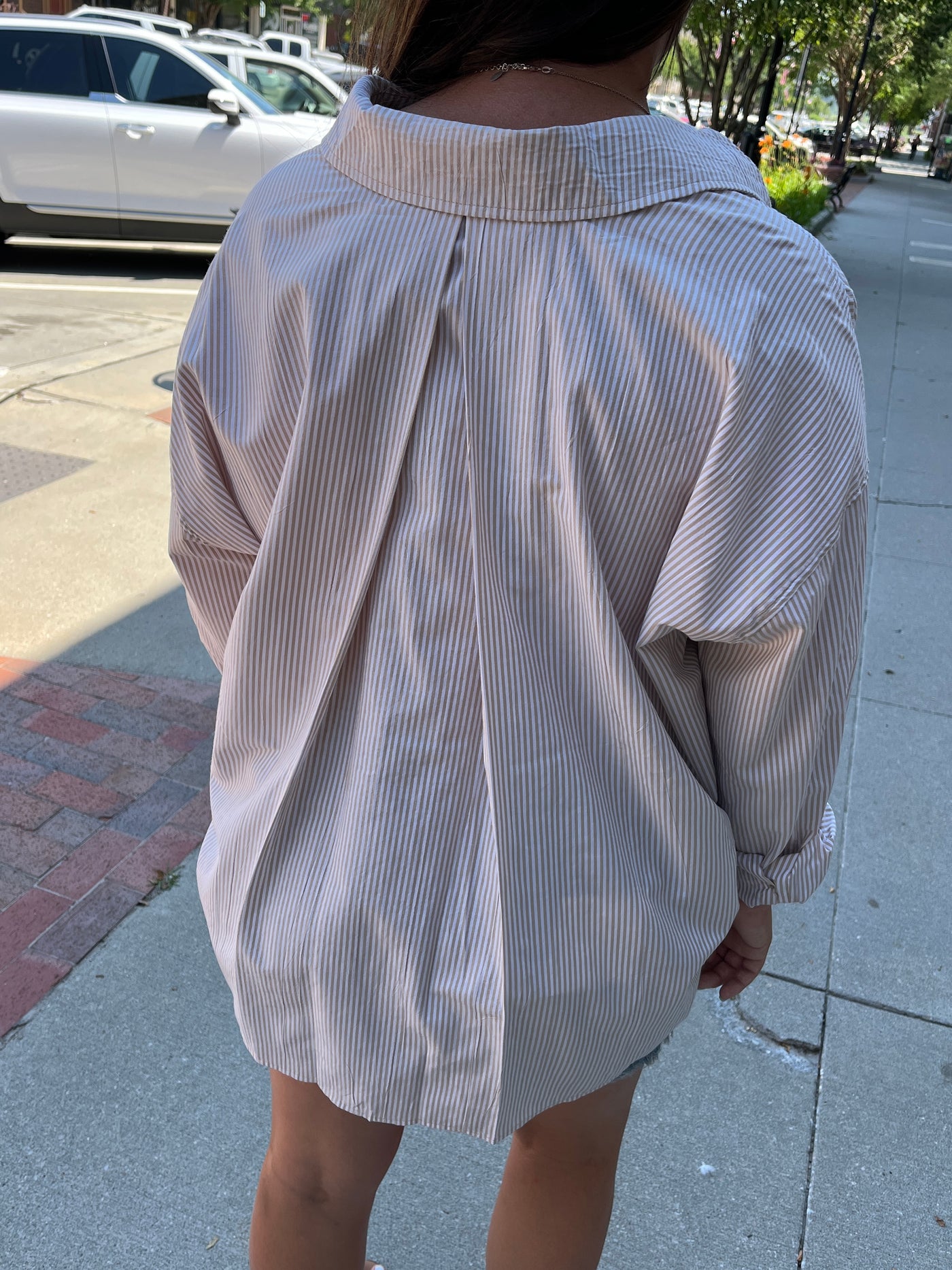 Stripe Button Front Top