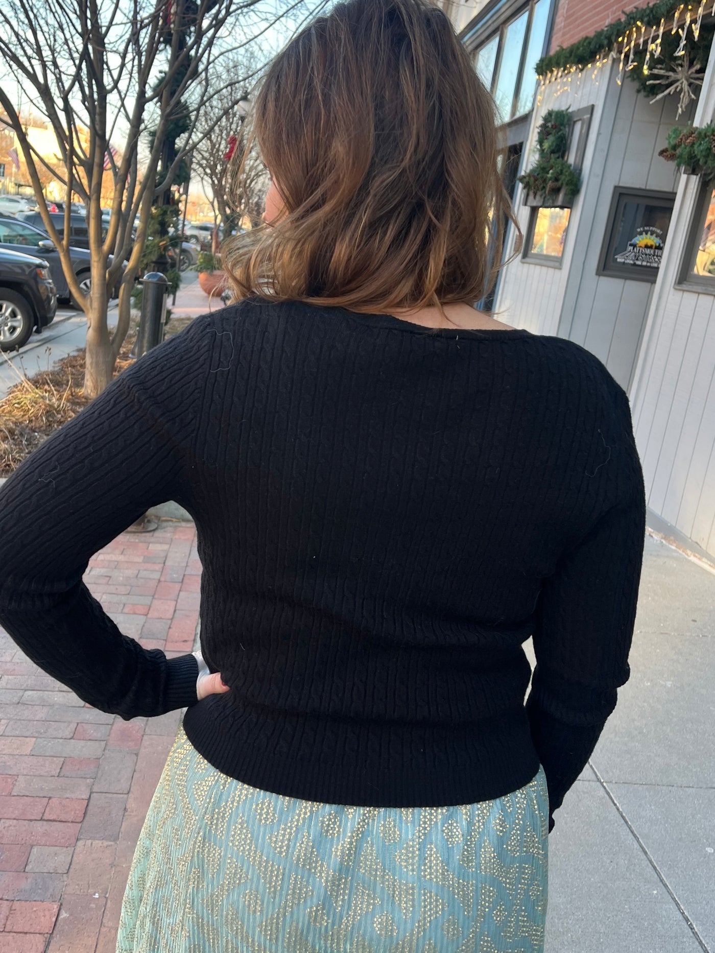 Cable Knit V-Neck Sweater