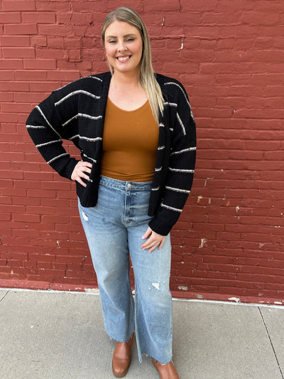 Black Confetti Stripe Cardigan