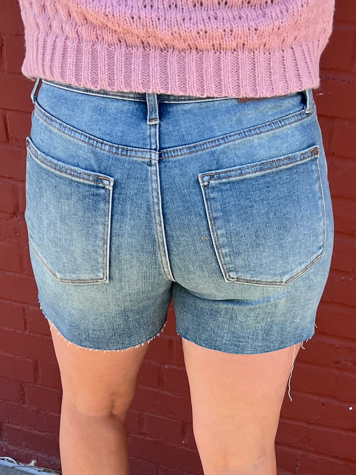 Judy Blue Mid Rise Button Fly Shorts