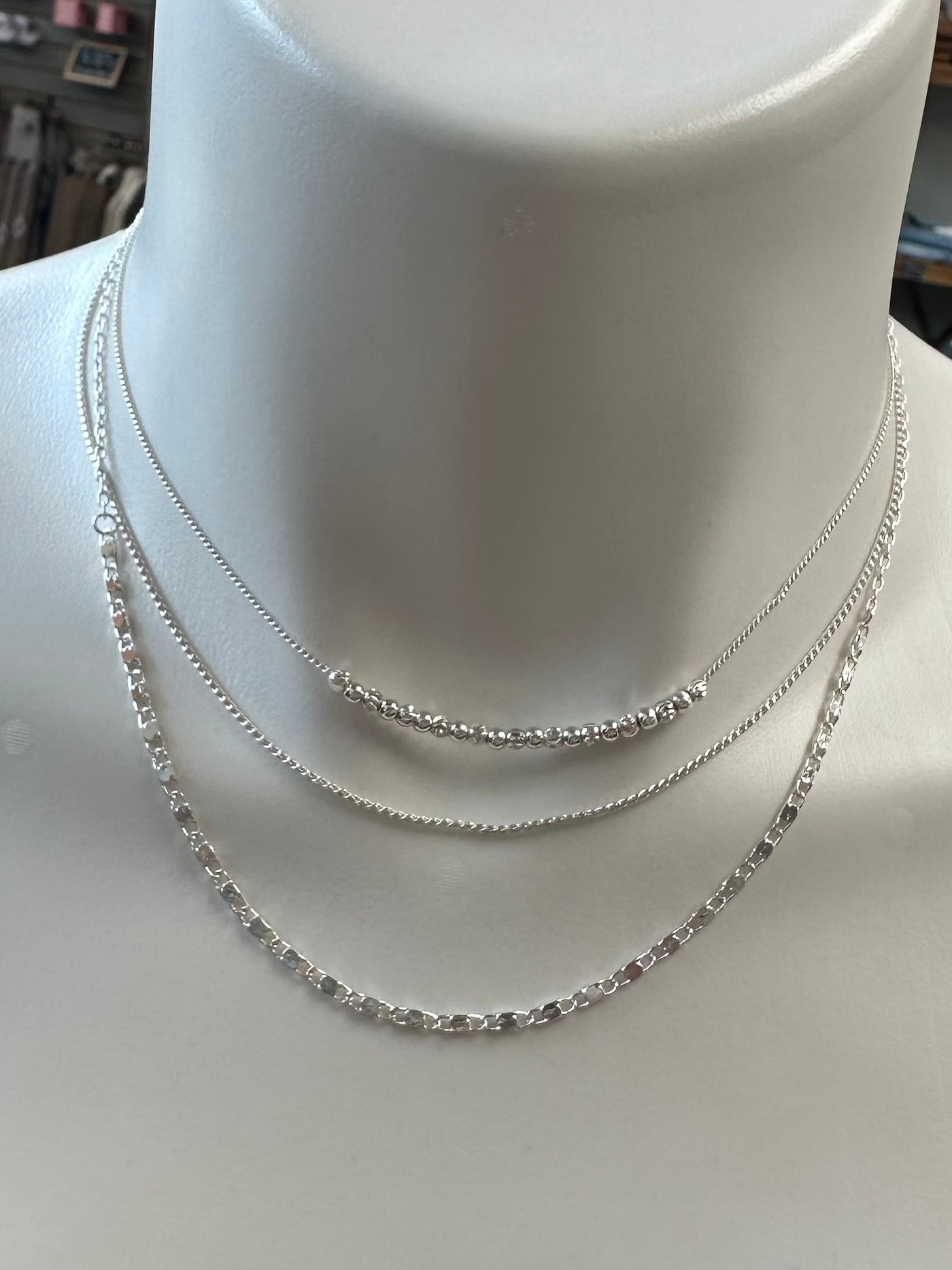 Silver Tri Layer Necklace