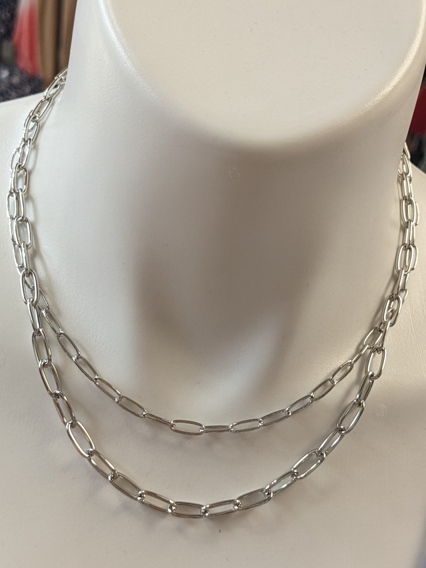 Silver Double Chain Necklace