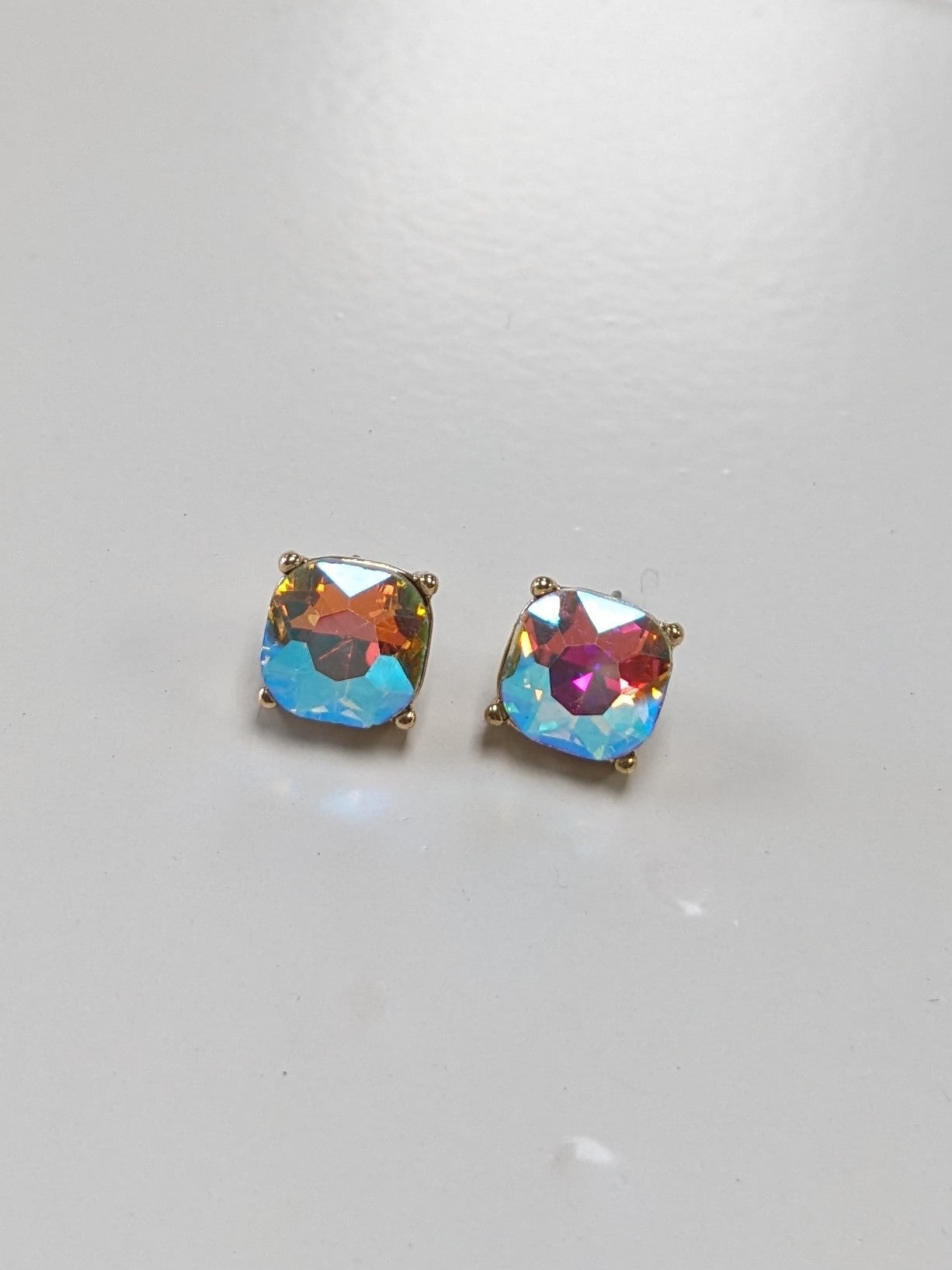 Iridescent Cushion Post Earrings