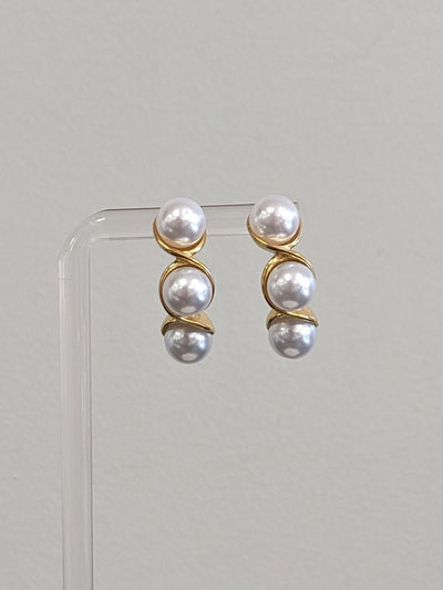 Stainless Steel Pearl Half Hoops