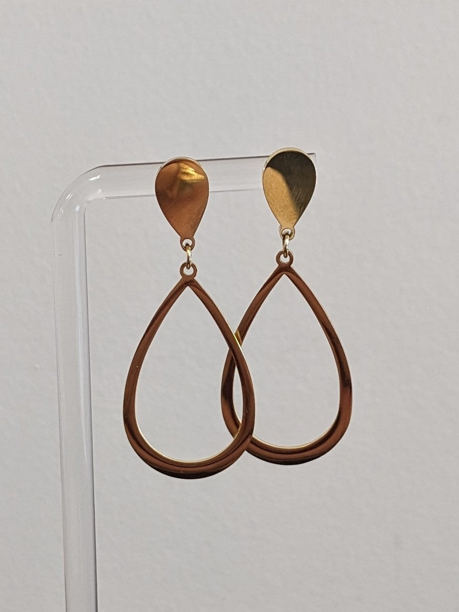 Stainless Steel Gold Teardrop Earrings