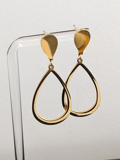 Stainless Steel Gold Teardrop Earrings